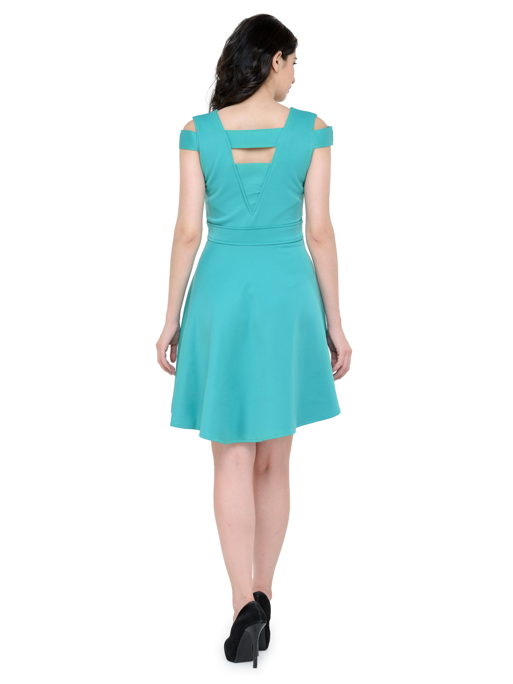 FLARED TURQUOISE BODYCON MIDI DRESS